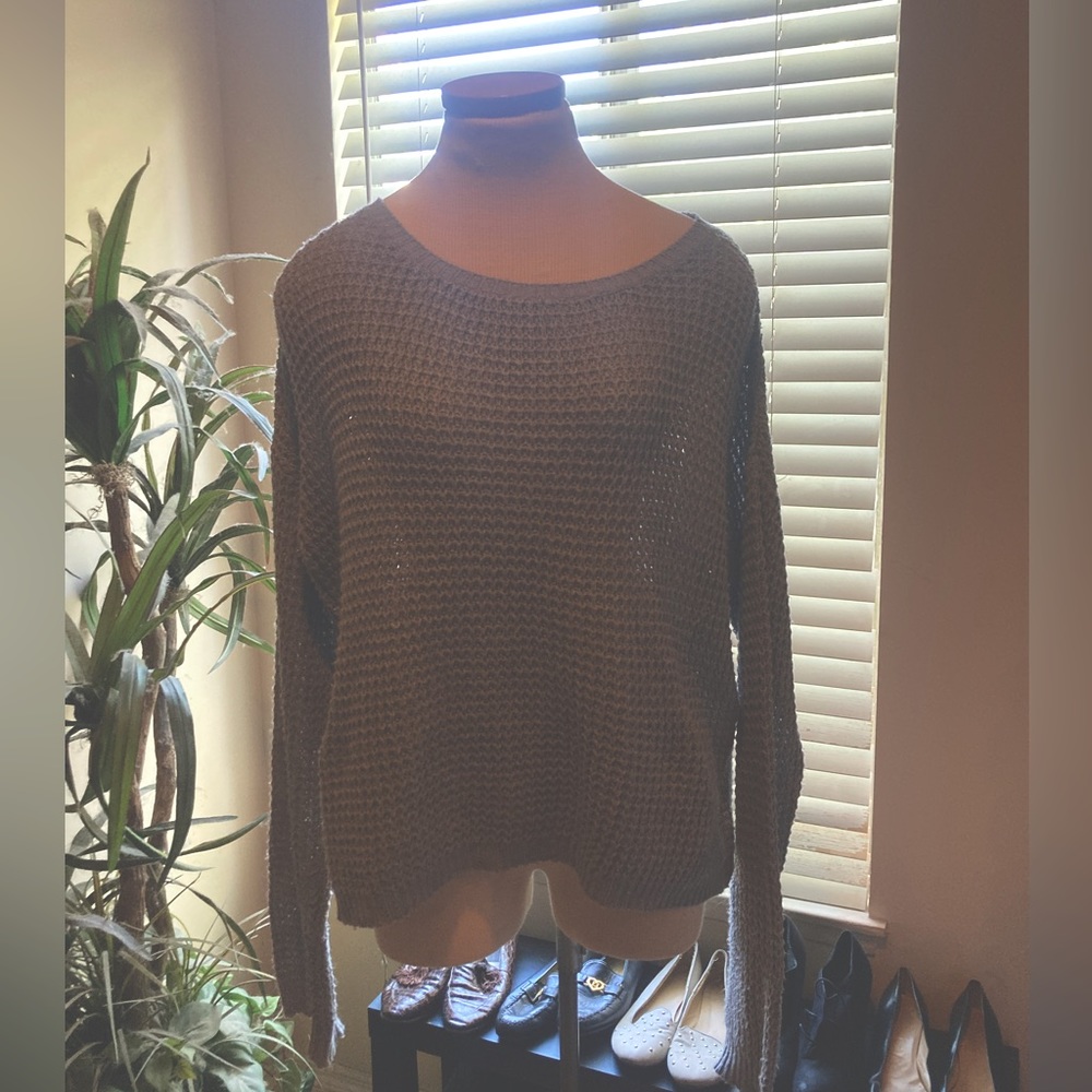 Chunky grey sweater off the shoulder large